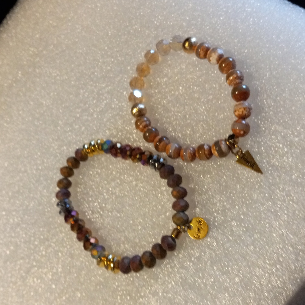 2 Erimish glass and agate beaded bracelets
